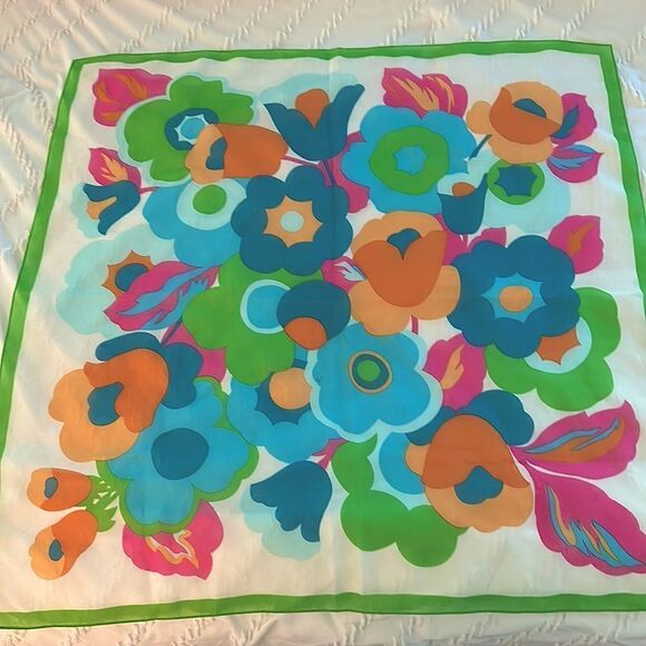 Chiffon Floral Marimekko Style Scarf - Picture 2 of 4